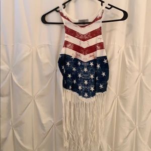 American flag fringe tank top